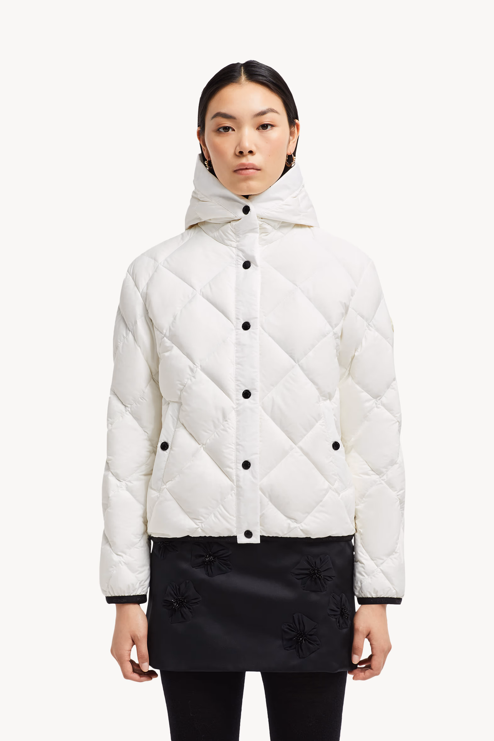 Doudoune courte à capuche et matelassage losange Arvouin Blanc Moncler 3